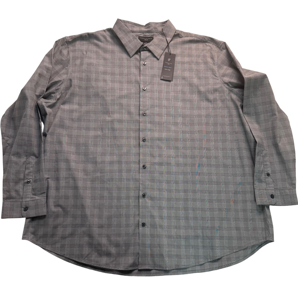 Shaquille O'Neal XLG Mens 4XLT Grey Glen Check Woven Shirt